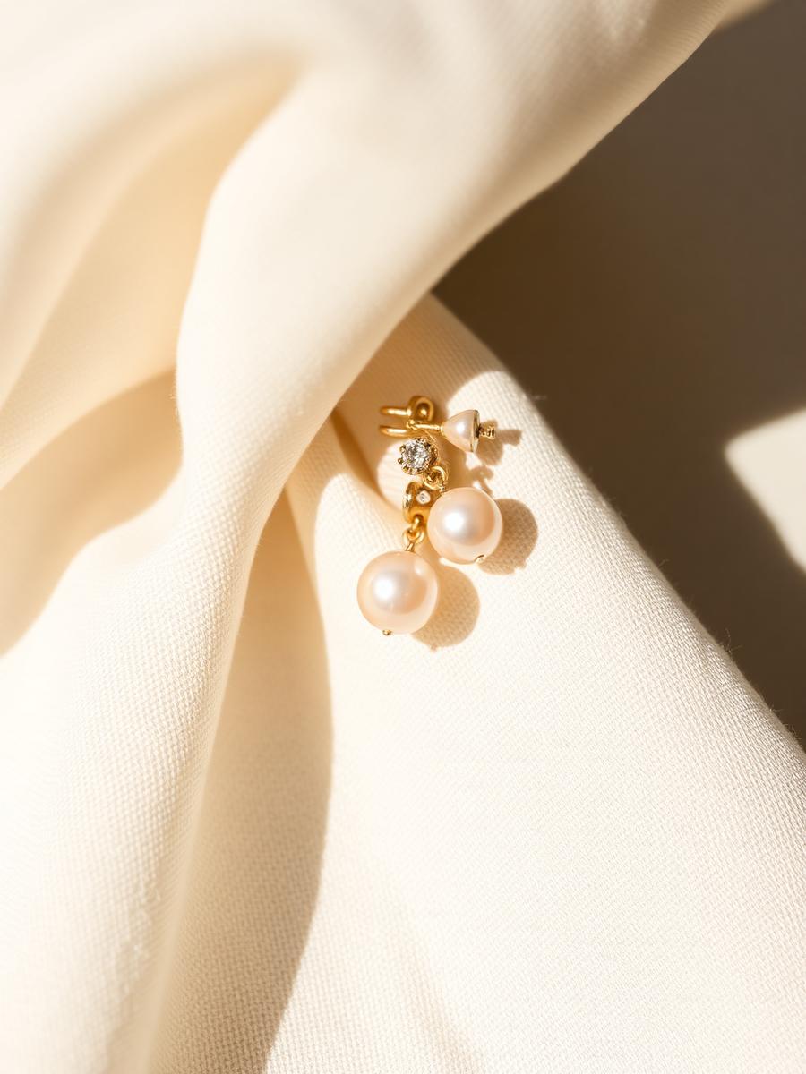 Pearl drop earrings — Gold plate, Mid-century